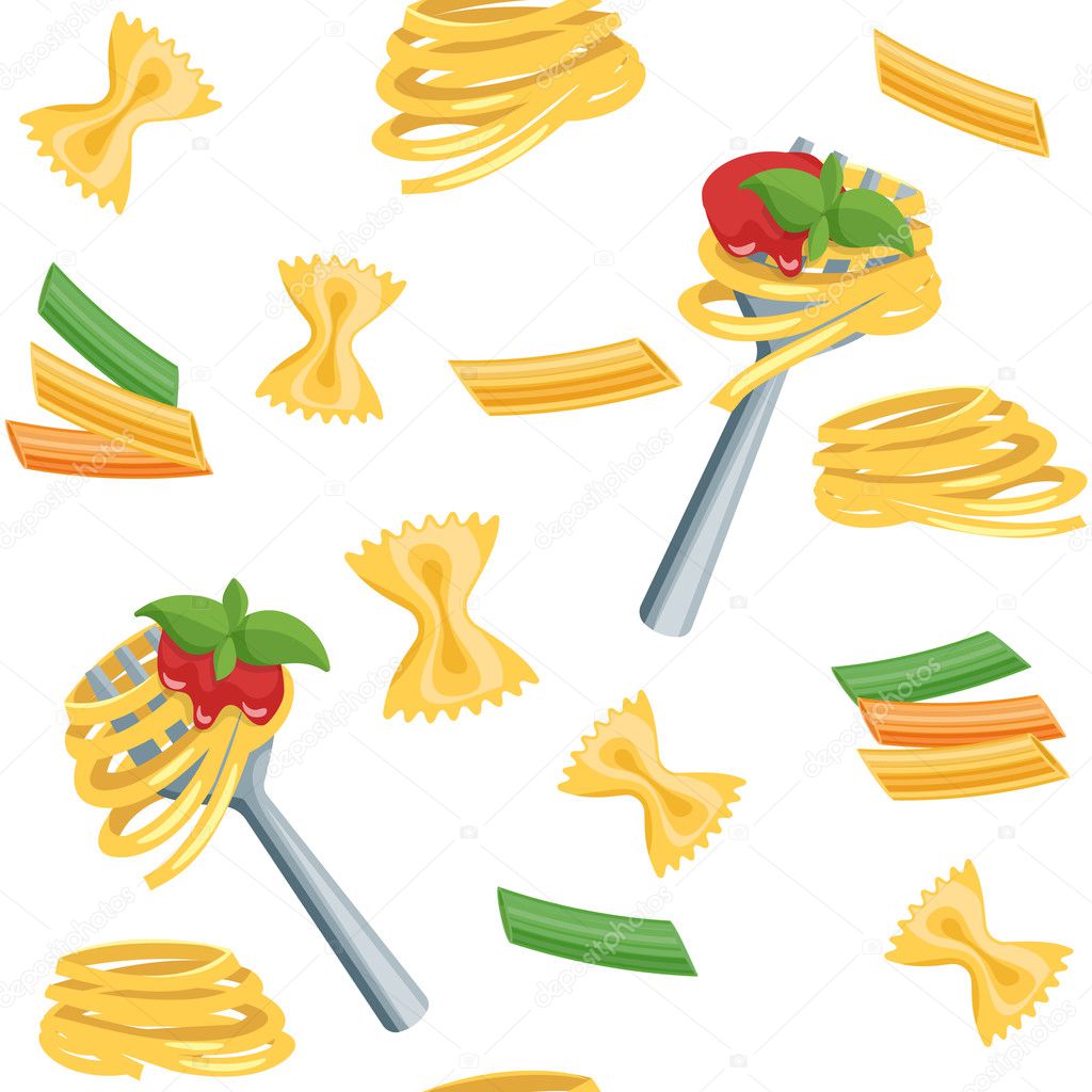 Seamless cartoon background with pasta.