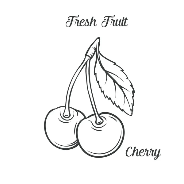 Icona di ciliegia disegnata a mano. — Vettoriale Stock