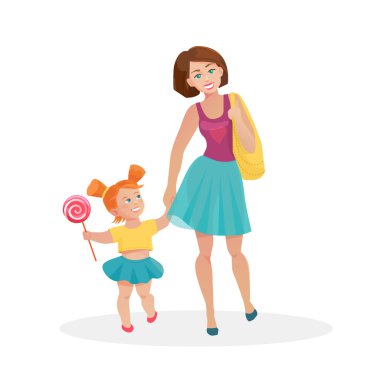 Anne ve genç kızı yürüyüş