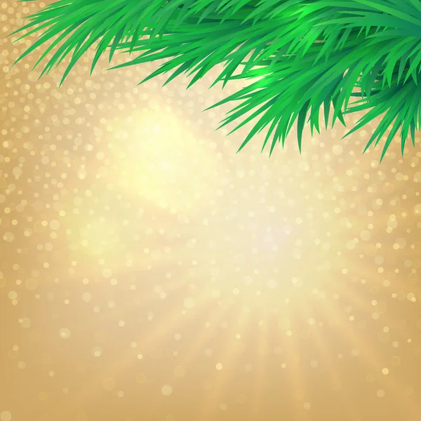 Christmas background with bokeh and the branches of trees - Stok Vektor