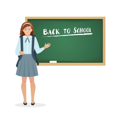 Blackboard tezgahı şeklinde kız öğrenci.