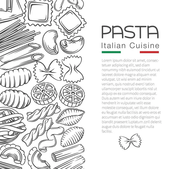 Італійське меню макаронів на сторінці макаронів — стоковий вектор