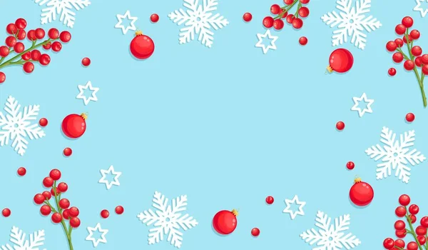 Natal fundo azul com flocos de neve, — Vetor de Stock