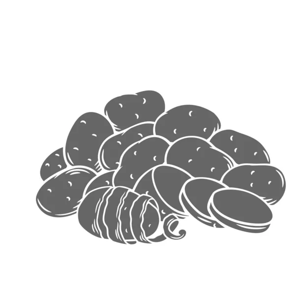 Aardappelknollen glyph monochrome illustratie — Stockvector