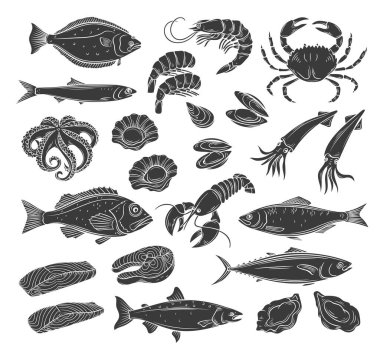 Deniz ürünleri sembol seti
