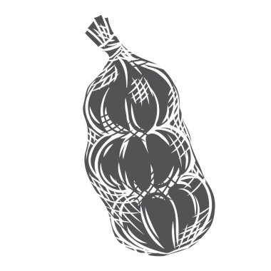 Sarımsak ve ağ torbası sembolü.