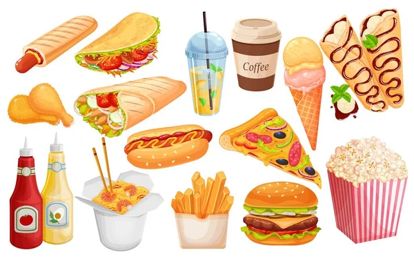 Icona del cartone animato fast food — Vettoriale Stock