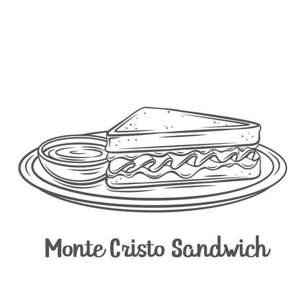 Monte Cristo Sandwich Umriss Symbol. — Stockvektor