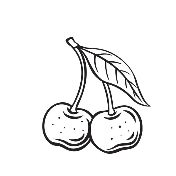 Cereza fruta bayas esbozo icono — Archivo Imágenes Vectoriales