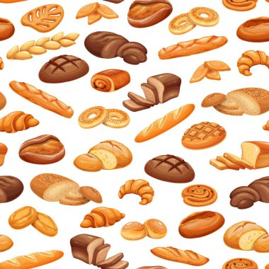French bread bakery product seamless pattern