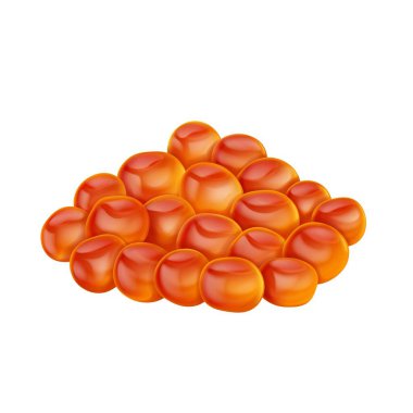 Red salmon caviar realistic isolated illustration.