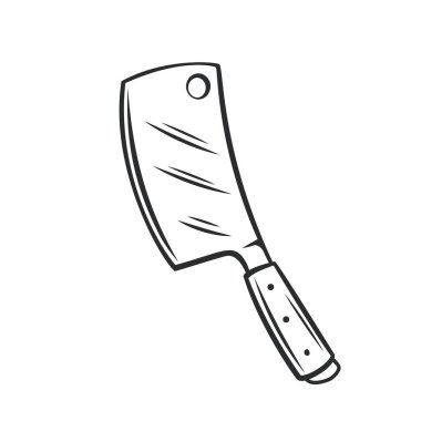 Meat kitchen cleaver, butcher knife outline icon