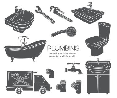 Plumbing monochrome icons