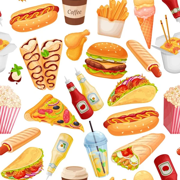 Fast food takeawayseamless padrão —  Vetores de Stock