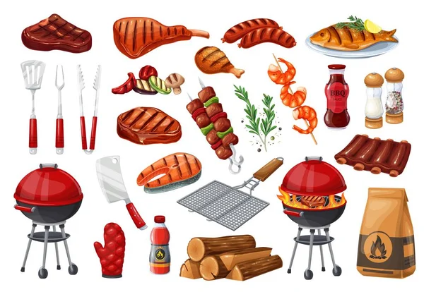 BBQ party set icon, — Stock Vector