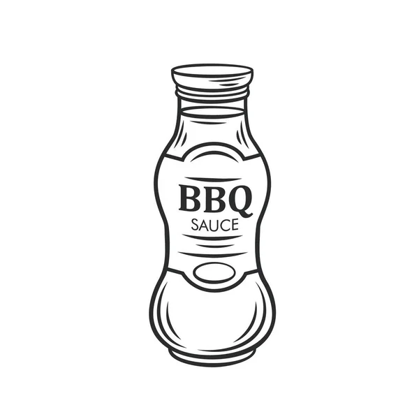 BBQ sås i glasflaska kontur ikon — Stock vektor