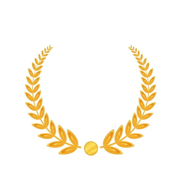 Golden laurel, trophy laurus, sport award or first place. — Stok Vektör