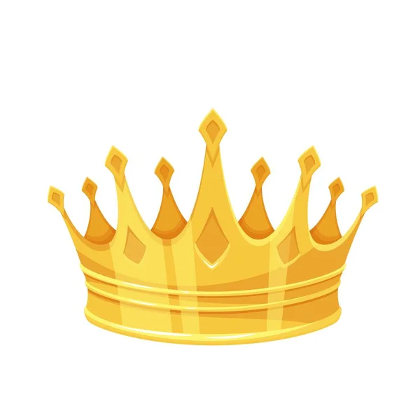 Golden crown. First place winner, royal golden jewelry, wealth or king. — Stok Vektör