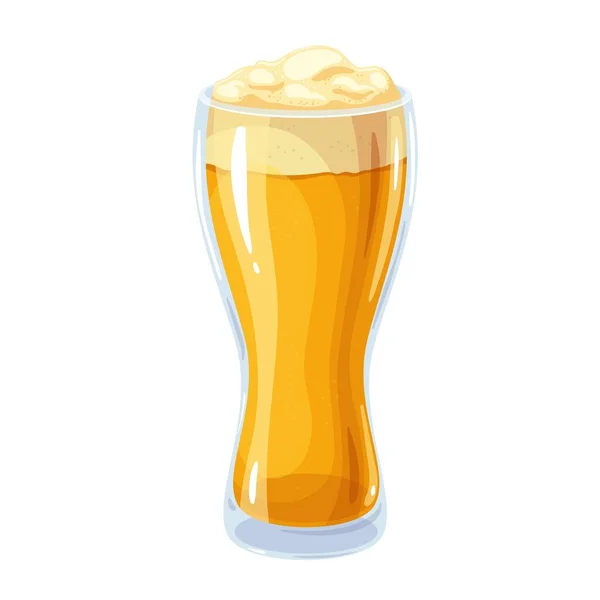 Light beer in glass goblet with foam. — Stockvektor