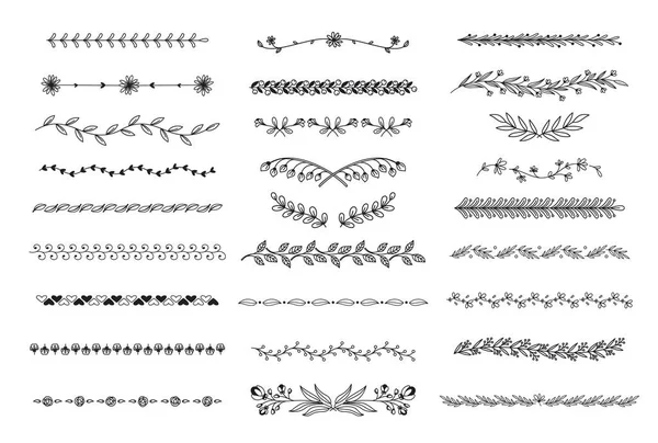 Ligne art séparateurs floraux, bordures de ligne de plante Graphismes Vectoriels