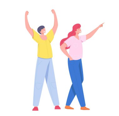 Başarıyla eğlenen insanlar poz verir ya da kollarını kaldırarak hedefe ulaşırlar..