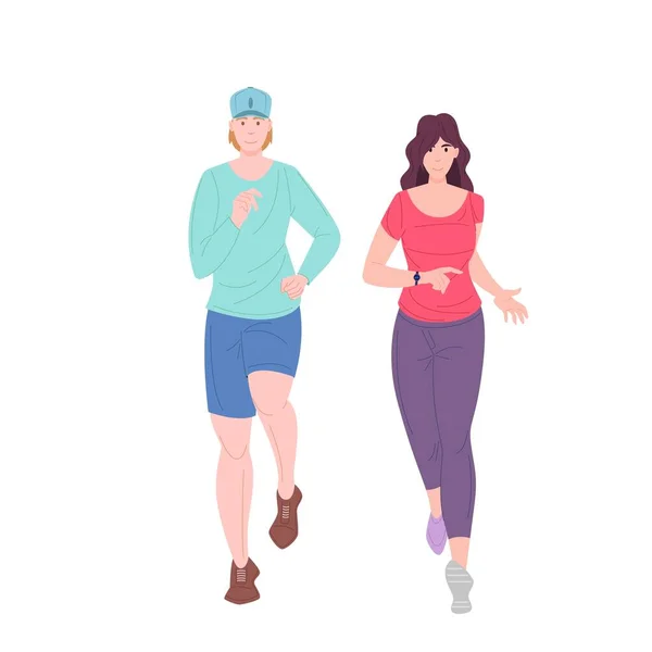 Running pair vrouw en man — Stockvector