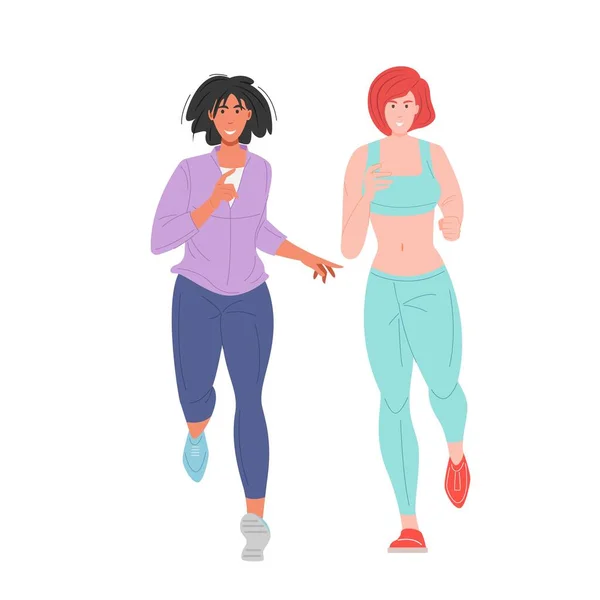 Frauen in Sportbekleidung laufen — Stockvektor