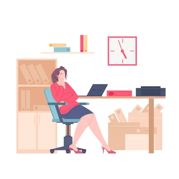 Young thoughtful businesswoman in the office — Stock Vector