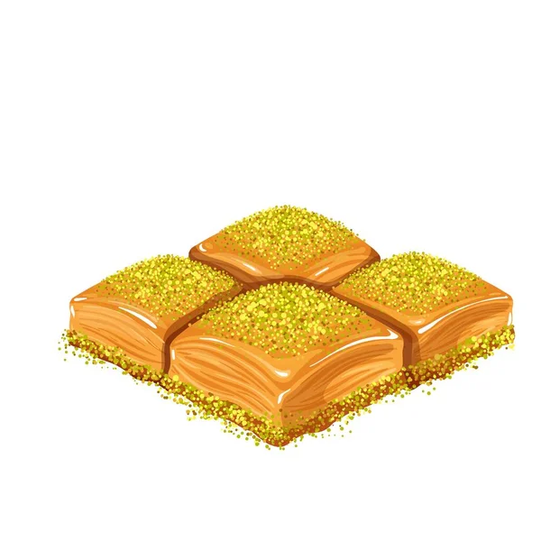 Török desszertek pisztácia baklava — Stock Vector