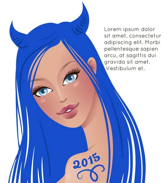 Flicka med blått hår — Stock vektor