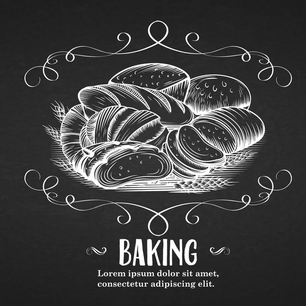 Banner  baking  hand drawn — Stock Vector