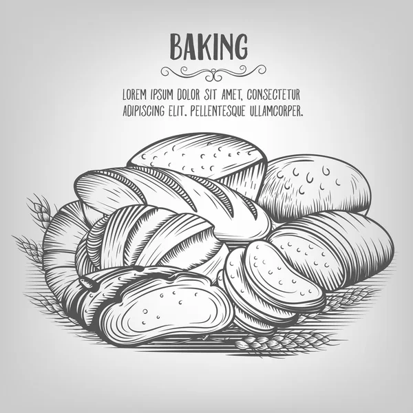 Banner  baking  hand drawn — Stock Vector