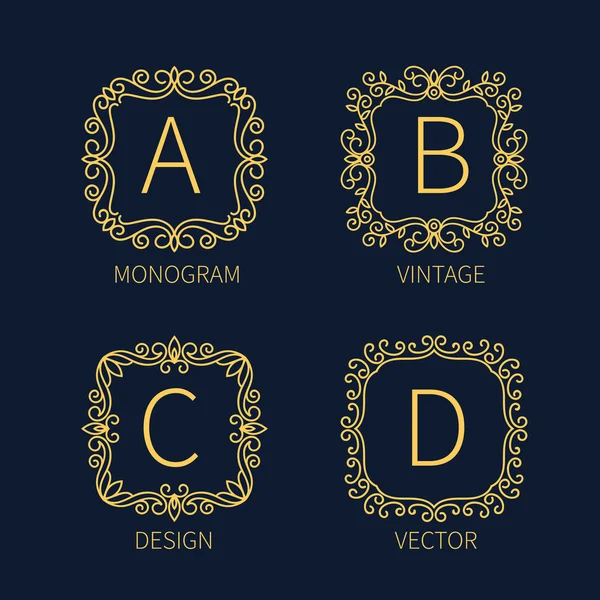 Set anahat Monogram çerçeve. — Stok Vektör