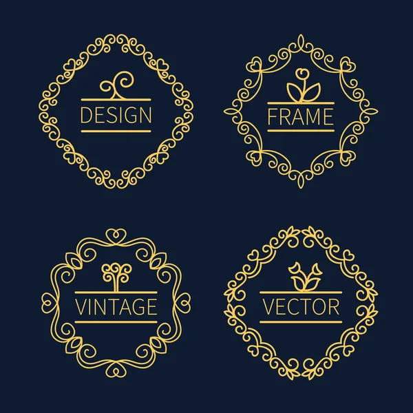 Set overzicht monogrammen frame. — Stockvector