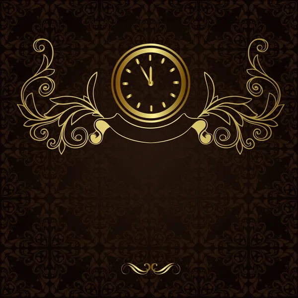 Vintage background with ornament and hours — Stock Vector