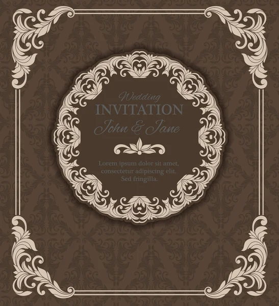 Vintage invitation border and frame template — Stock Vector