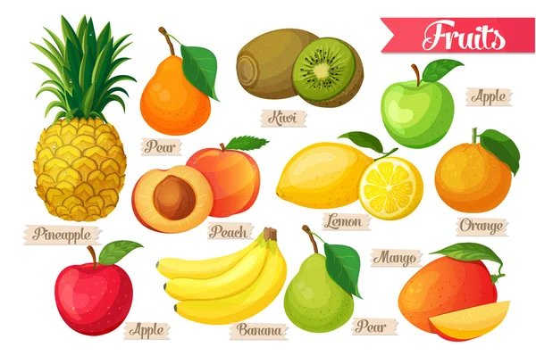 Pictogrammen van fruit. — Stockvector