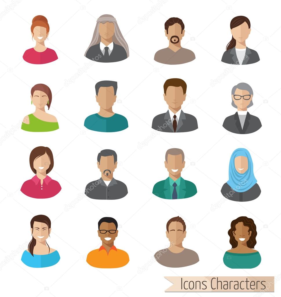 flat characters icons set