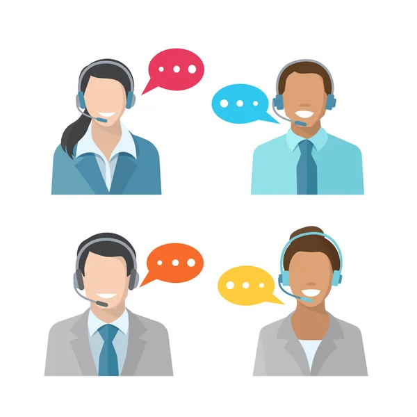 Male and female call center avatar icons — Stock Vector