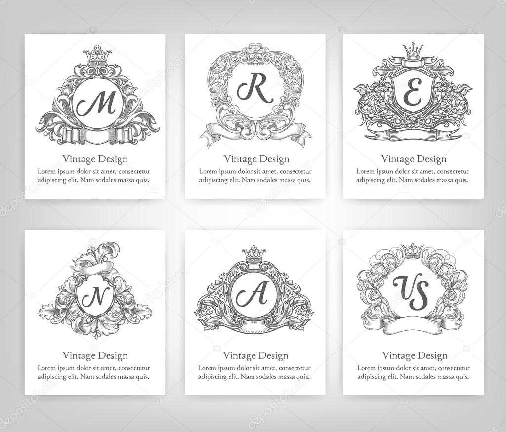 set of vintage emblems, monograms