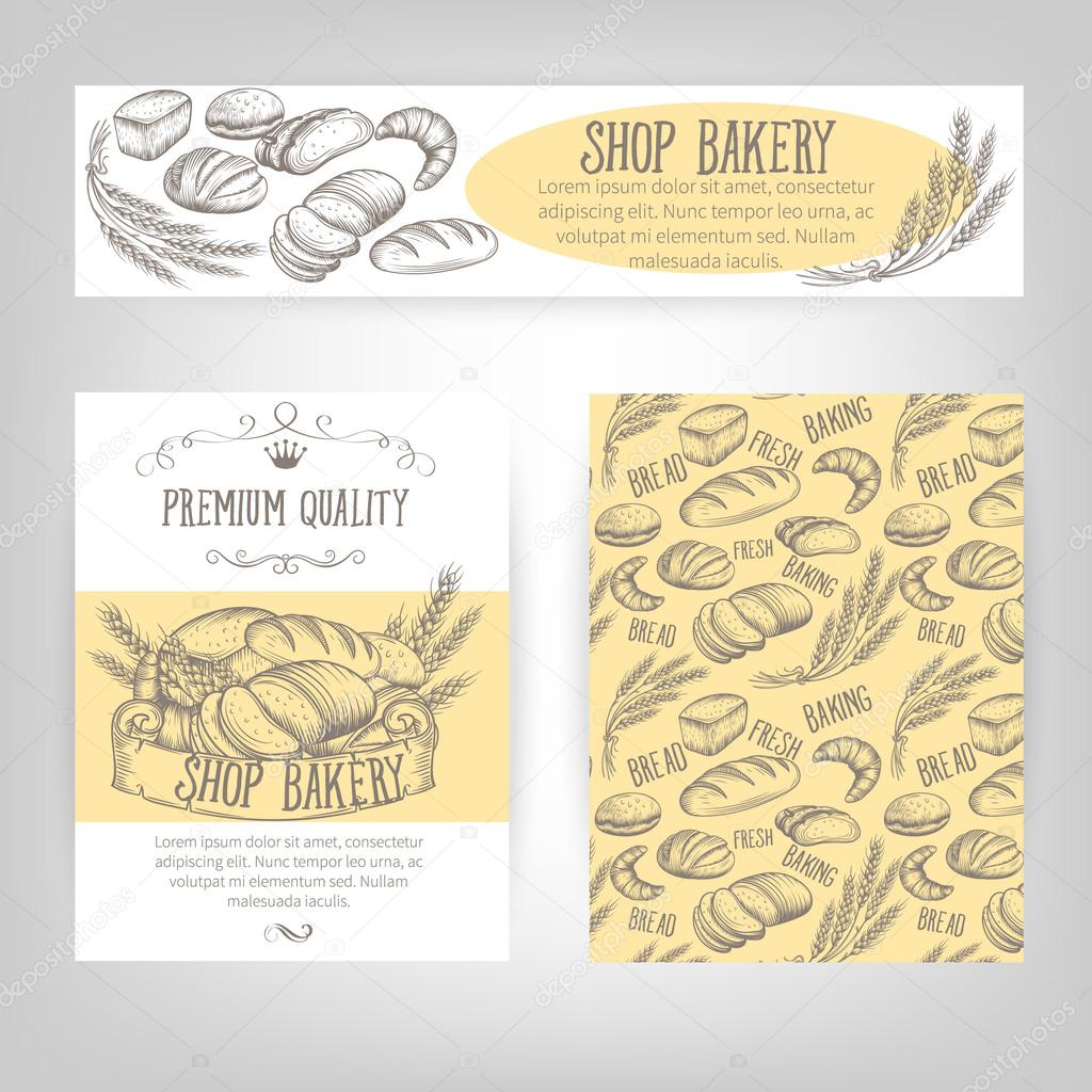 Corporate identity set design with baking and bread