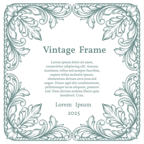 Vintage marco adornado cuadrado — Archivo Imágenes Vectoriales