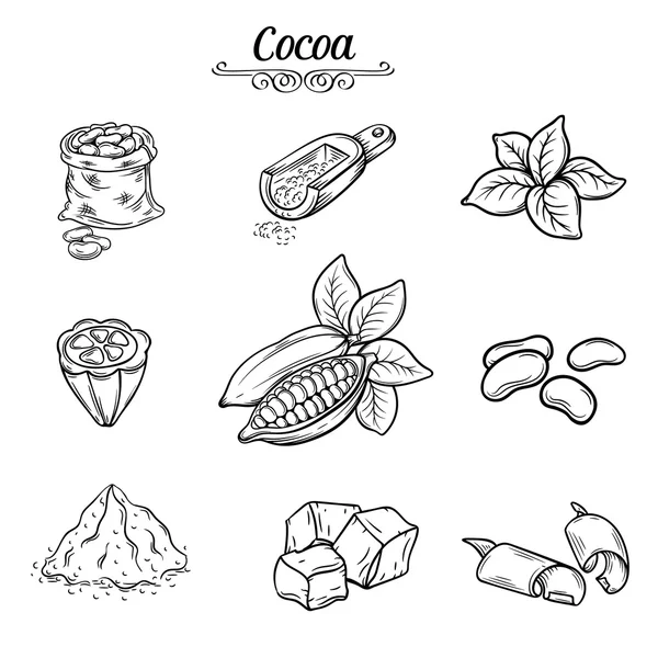 Set decorativo chocolate de cacao — Archivo Imágenes Vectoriales