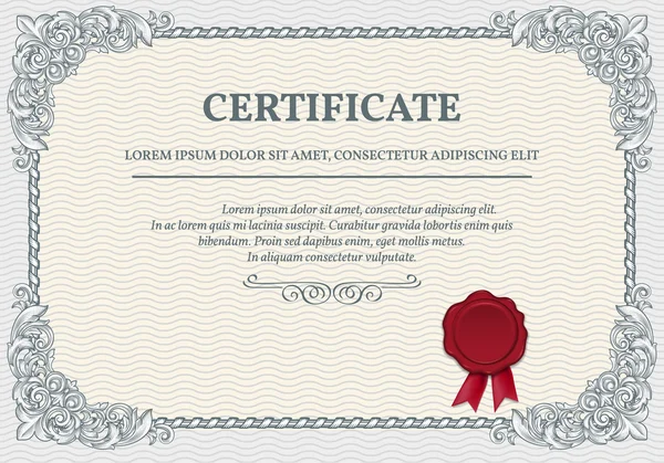 Șablon certificat vectorial . — Vector de stoc