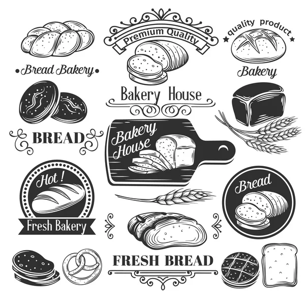 Decorative bread bakery label — Stock Vector