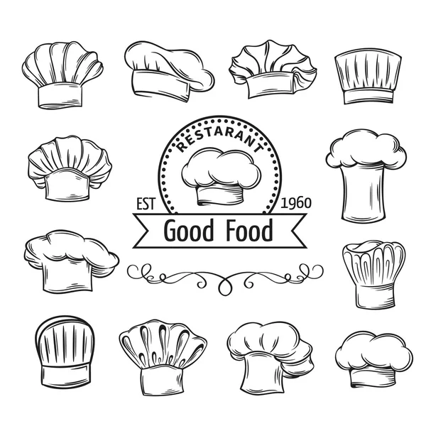 Toques de chef decorativos — Vector de stock