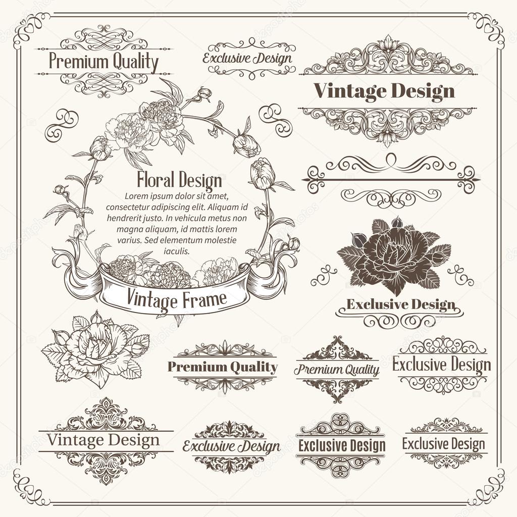 Vintage Vector Design Elements Collection.