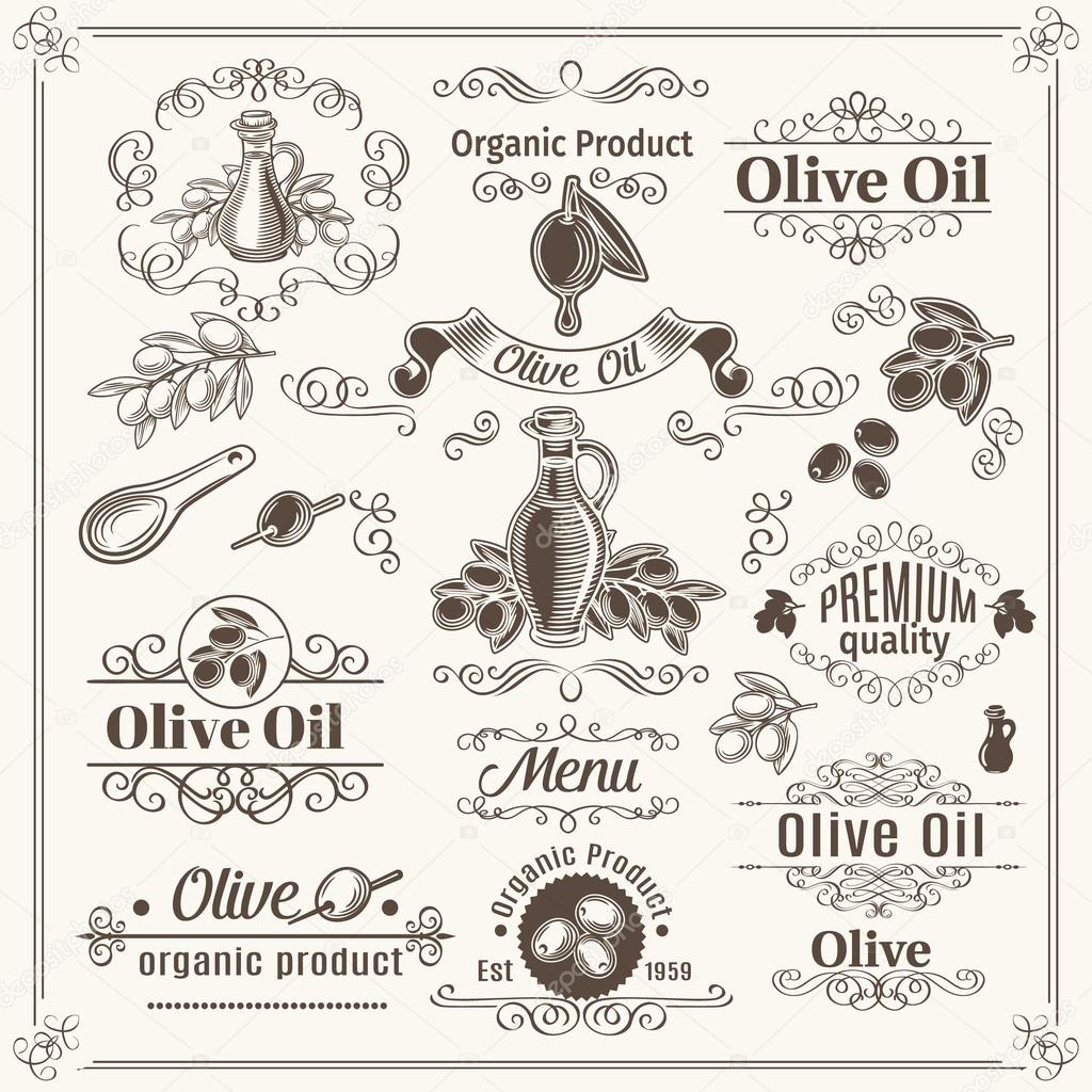 Vintage elements and page decoration.  Design Olive Oil.