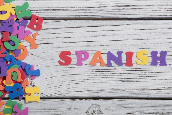 Las palabras coloridas español hecho con letras de colores sobre blanco — Foto de Stock