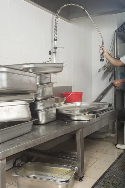 Restoran cuci piring stasiun — Stok Foto